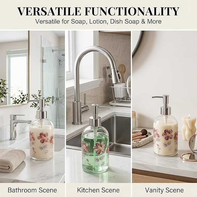 17oz Glass Soap Dispenser with Plastic Pump - Image 6