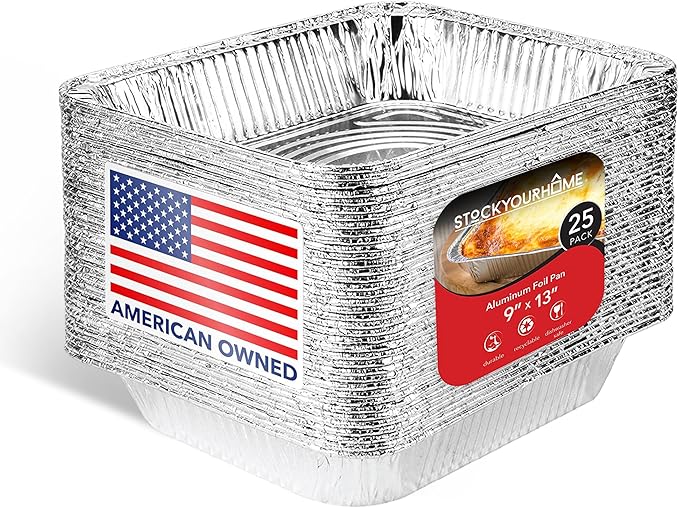 Stock Your Home Aluminum 9x13 Disposable Foil – Half Size Deep Steam Table by StockYourHome