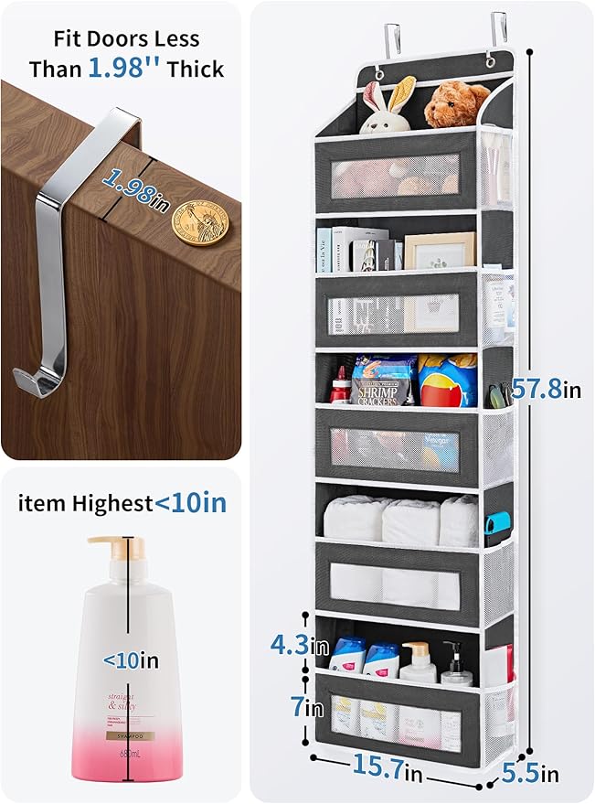 JARLINK 2 Pack Over the Door Organizer Storage, 5 Shelf Hanging Door Organizer - Image 3