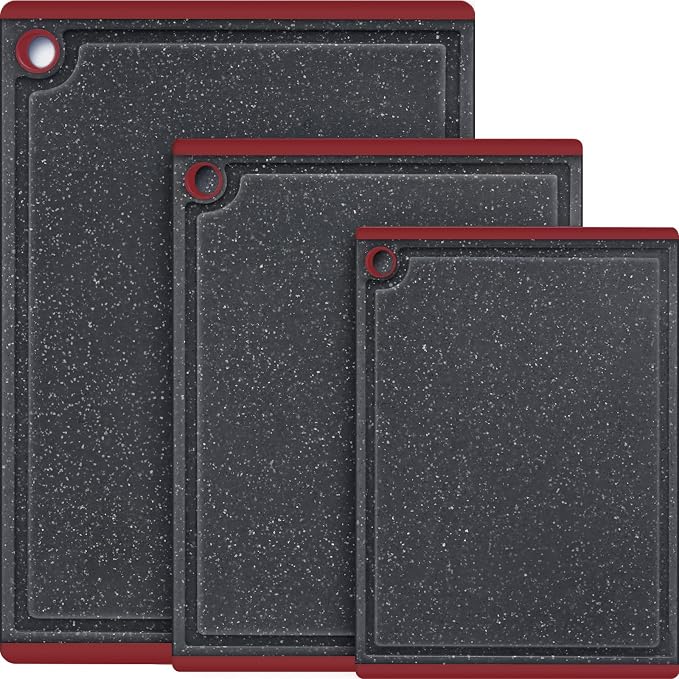 Kikcoin Plastic Cutting Boards for Kitchen, 3-Piece Large Cutting Board Set by Kikcoin