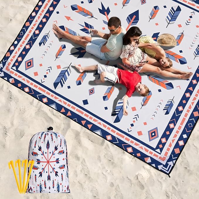 HIHOHO Beach Blanket Waterproof Sandproof Extra Large Beach Mat 79" X - Image 6