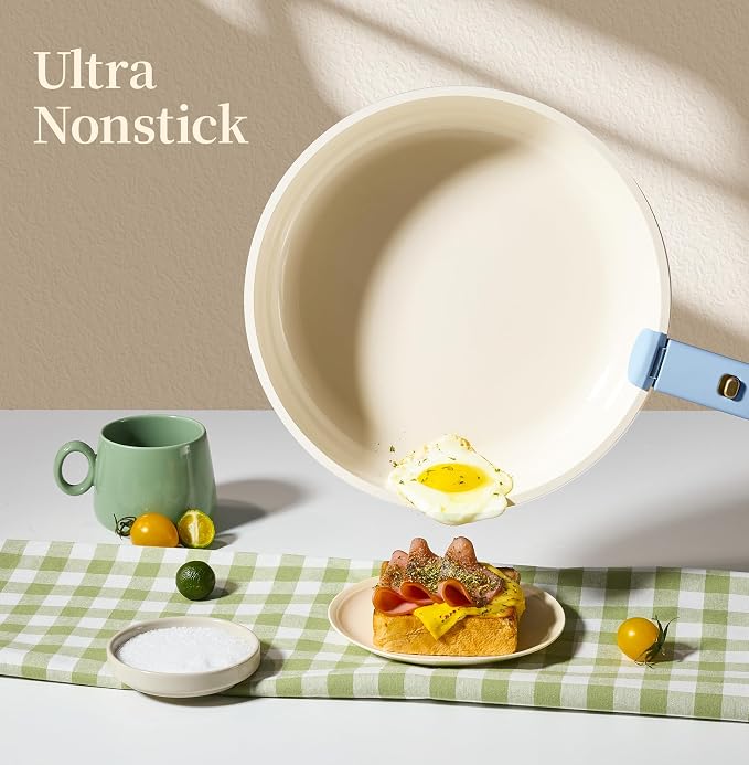 CAROTE 15Pcs Ceramic Cookware Set, Pots and Pans Set Non Stick, Kitchen Cooking - Image 3