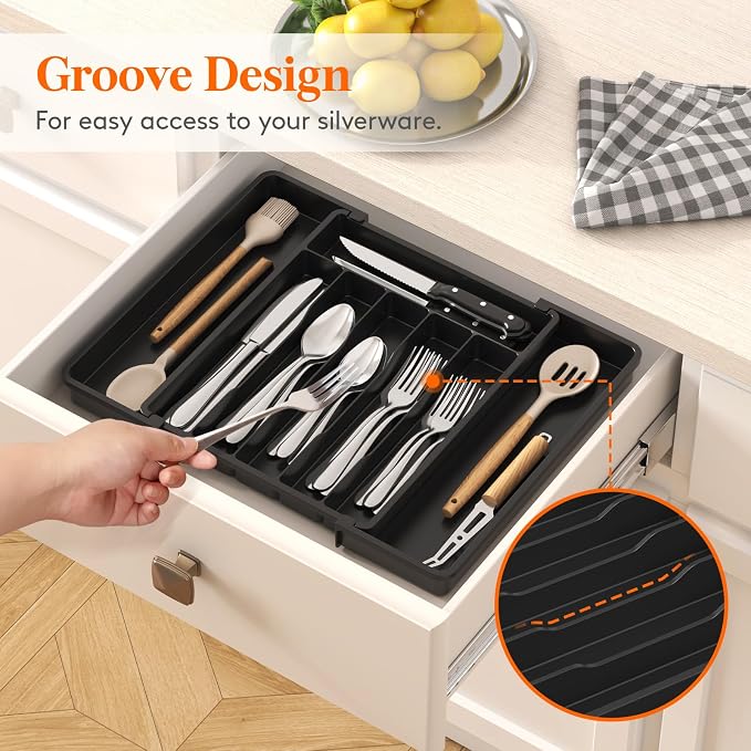 Lifewit Silverware Drawer Organizer, Expandable Utensil Tray - Image 9
