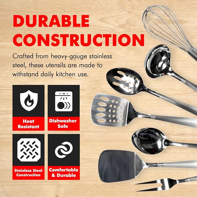 Chef Craft - 8 Piece Stainless Steel Kitchen Utensils Set - Image 3