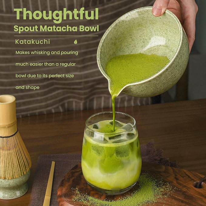 Matcha Whisk Set, Ceramic Bowl Matcha Kit & Handcrafted Bamboo Chasen, Complete - Image 5