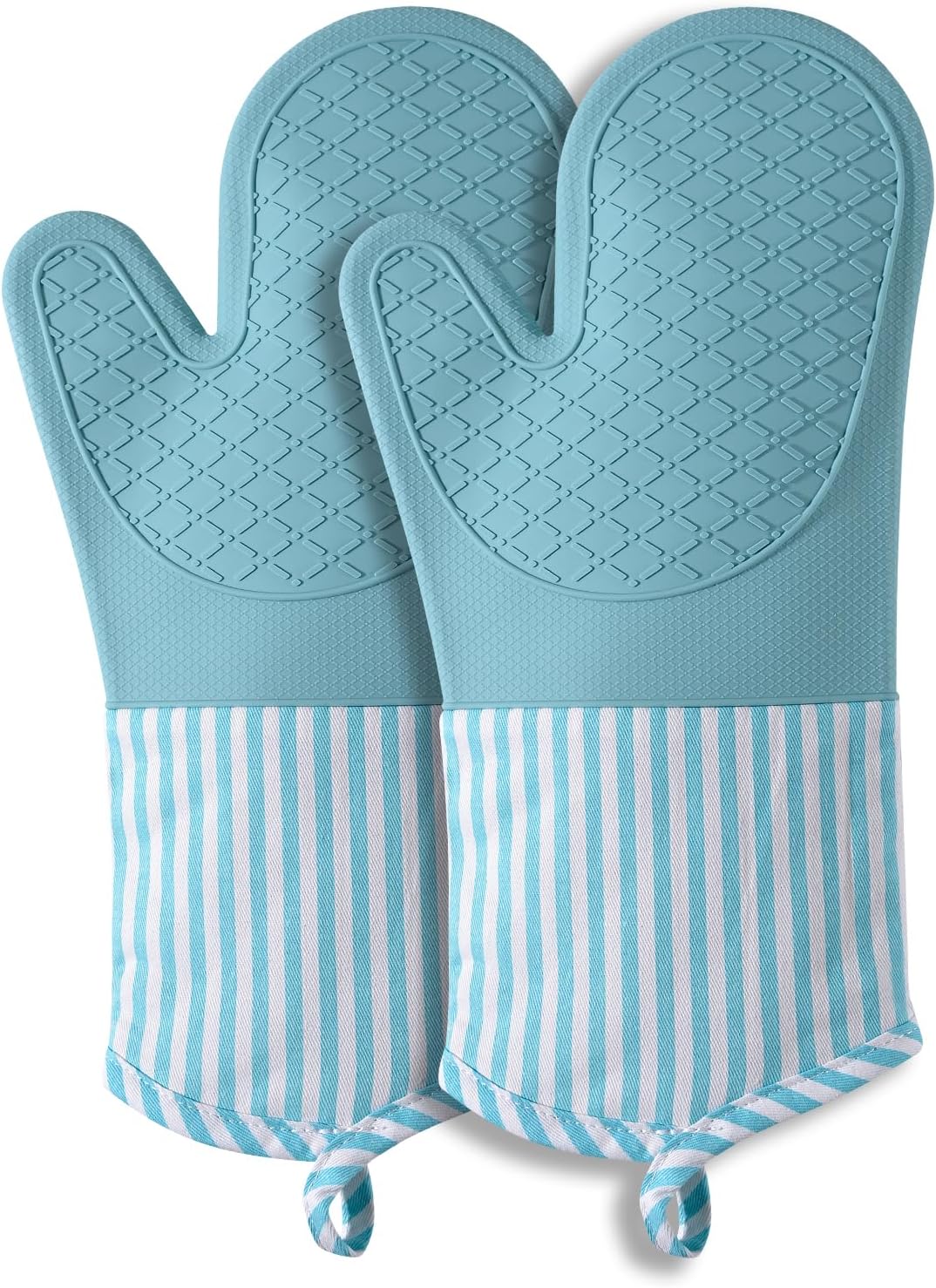 Silicone Oven Mitts, Heat Resistant Oven Gloves with Quilted Liner