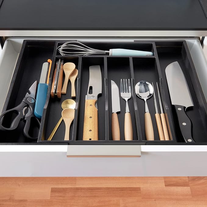 2-Piece Expandable Bamboo Kitchen Drawer Organizer - Image 4