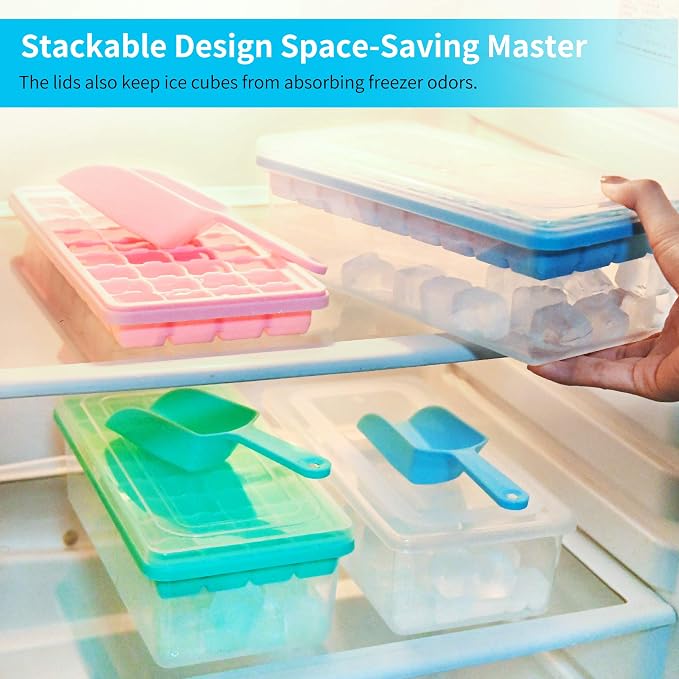 Silicone Ice Cube Tray with Leak-Proof Lid & Storage Bin - Image 6