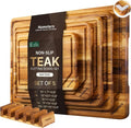 5 Pack Teak Wood Cutting Board Set by Unknown