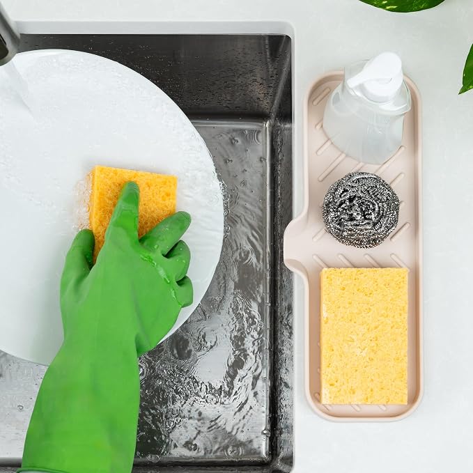 Zulay Kitchen Large Silicone Sponge Holder – Flexible Sink Organizer Tray - Image 3