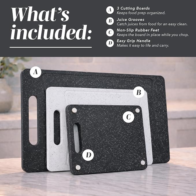 COOK WITH COLOR Non-Slip Cutting Board Set – Kitchen Essentials with Easy Grip - Image 2