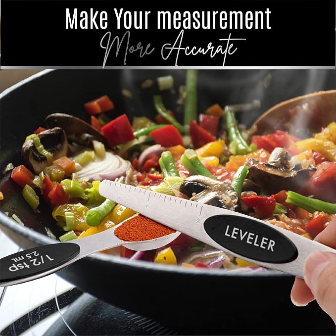 Nextop Stainless Steel Magnetic Measuring Spoons Set – 9 Pieces Dual-Sided - Image 9