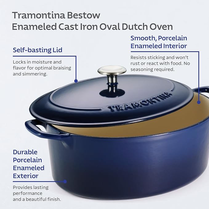 Tramontina Bestow Enameled Cast Iron Oval Dutch Oven Pot - Image 5