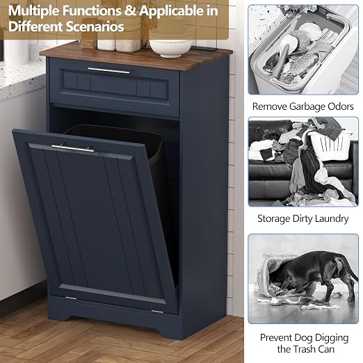 Single 10 Gallon Tilt Out Trash Can Cabinet - Image 5