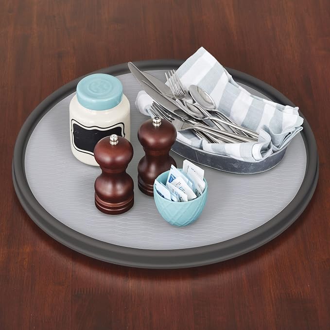 Copco Non-Skid Pantry Cabinet Lazy Susan Turntable, Charcoal/Light Gray - Image 4
