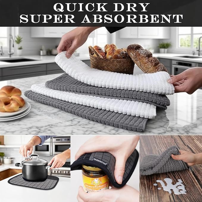 Oven Mitts and Pot Holders Sets 6pcs, Kitchen Oven Glove, High Heat Resistant - Image 6