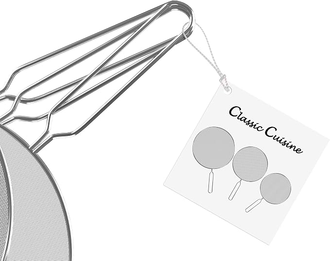 Classic Cuisine Stainless Steel Oil frying pans and pots, 3-pc set Splatter - Image 6