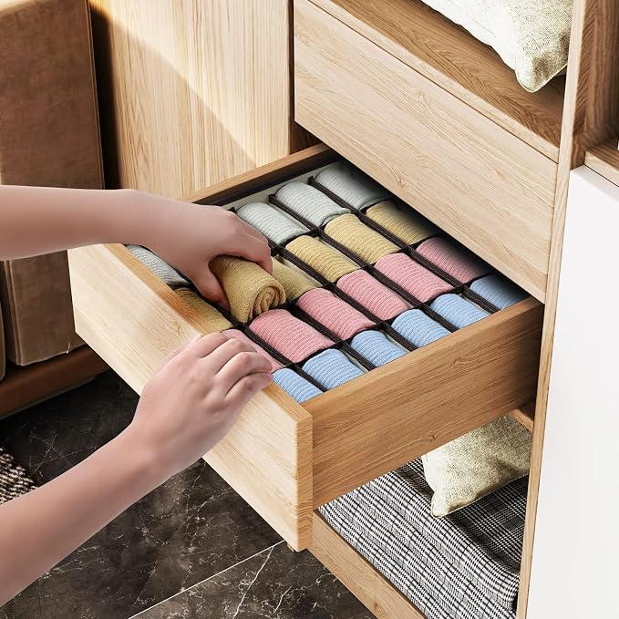 Joyoldelf Drawer Organizer 2 Packs, 24 Cell Collapsible Closet Cabinet Storage - Image 4