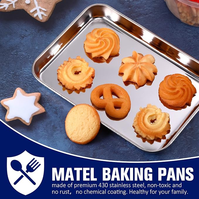 Mimorou 12 Pcs Baking Sheet Stainless Steel Cookie Small Metal Sheet Pans - Image 6