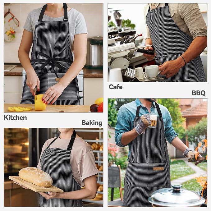 NLUS 2 Pack Kitchen Cooking Aprons, Adjustable Bib Soft Chef Apron - Image 7