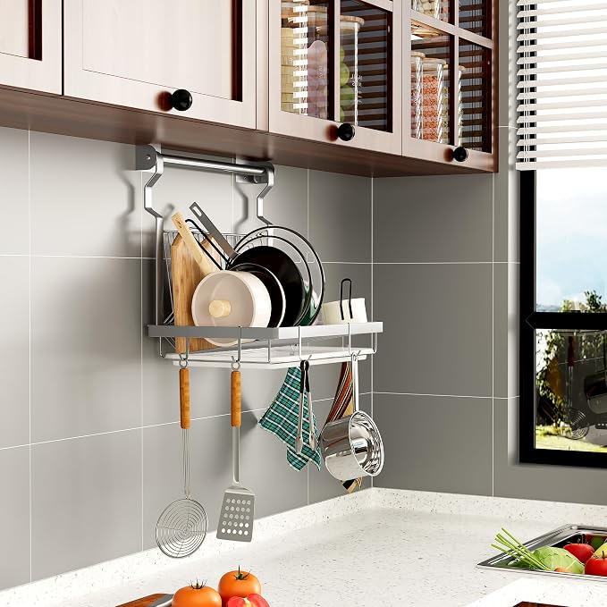 TQVAI Over Sink Dish Drainer Drying Rack, Stainless Steel Foldable Wall Mounted - Image 8