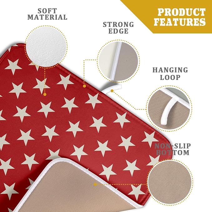 Patriotic July of 4th Red Star Dish Drying Mat - Image 4