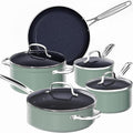Nuwave 9pc Cookware Set Healthy Duralon Blue Ceramic Nonstick Coated, Diamond by NuWave