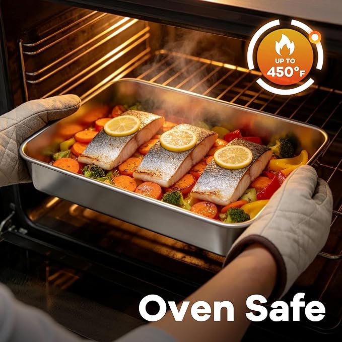 LIANYU Baking Pan Set of 2, 12⅓ x 9¾ x 2 Inch Cake Lasagna Brownies Casseroles - Image 5