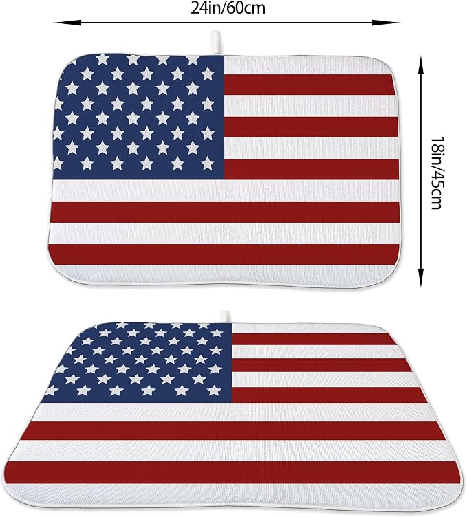 Memorial Day Dish Drying Mats 18x24 Independence Day Red American Flag Striped - Image 2