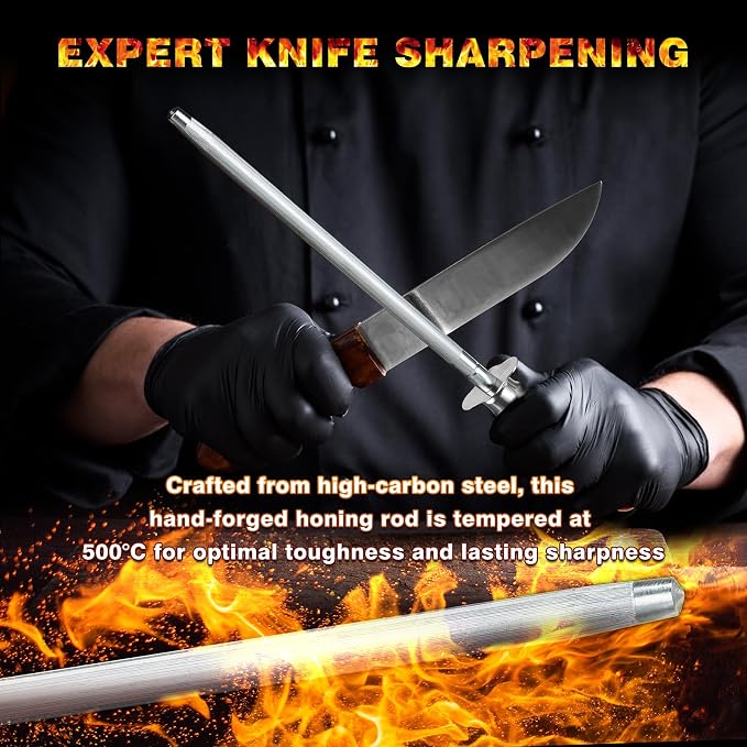 Knife Sharpener Rod, Kitchen Knives Sharpener Carbon Steel Professional Knife - Image 4