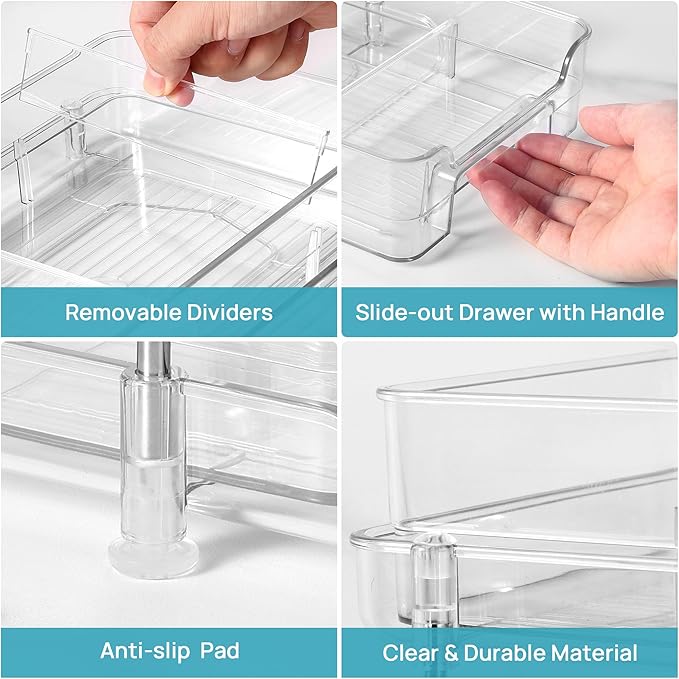 Vtopmart 4 Pack 2 Tier Bathroom Under Sink Organizers and Storage, Pull Out - Image 3