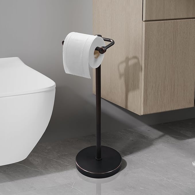 RARXTR Toilet Paper Holder Stand, Post Pivoting Design Free Standing Toilet - Image 2