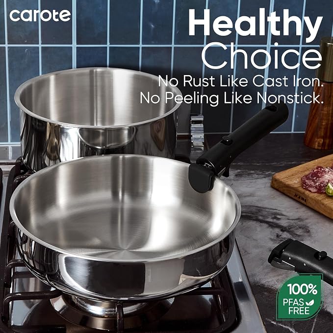 CAROTE 18pcs Stainless Steel Cookware Set - Image 3