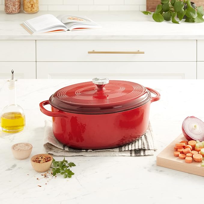 Lodge 7 Quart Enameled Cast Iron Oval Dutch Oven - Image 7