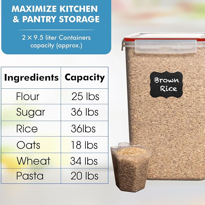 Shazo 2 PC Extra Large Bulk Food Storage Containers - Image 2