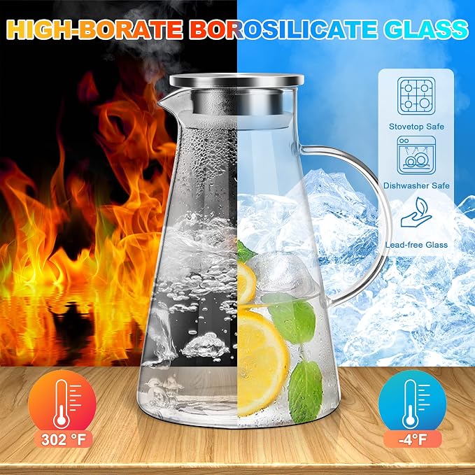 SUSTEAS 2.0 Liter 68oz Glass Pitcher - Image 2
