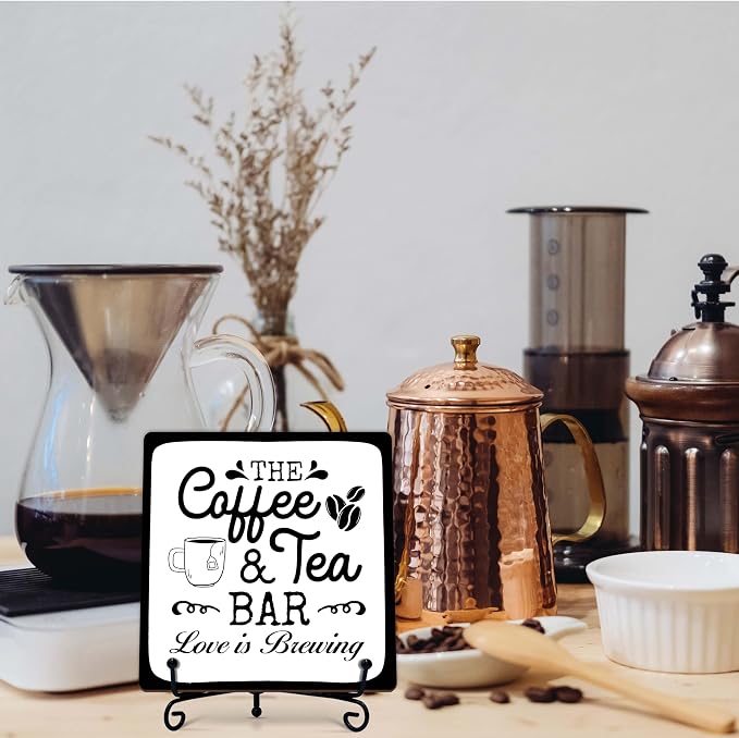 Coffee Bar Sign, Love is Brewing Farmhouse Tabletop Decor, Coffee and Tea Lover - Image 7