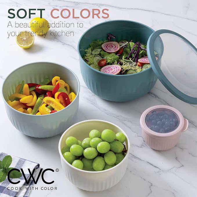 COOK WITH COLOR Prep Bowls with Lids- Wide and Deep Nesting Plastic Small - Image 3