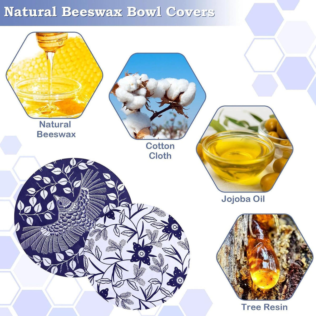 2 Large Reusable Beeswax Bowl Covers for Bread Proofing, 10/12 Inch