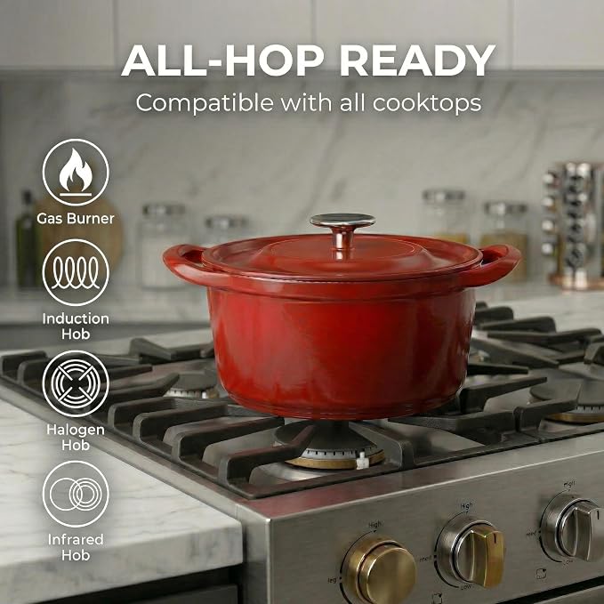 SUNHOUSE Enameled Cast Iron Dutch Oven Pot - 3 QT Dutch Oven - Image 8