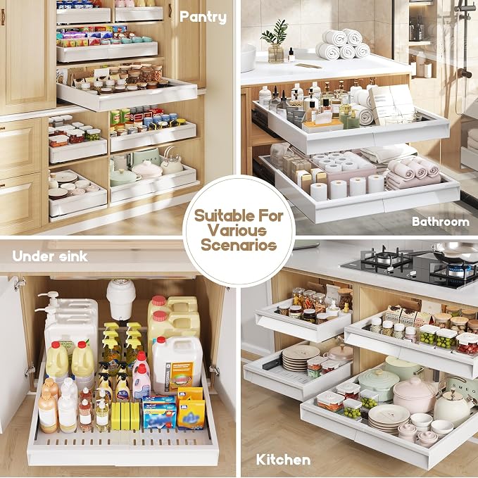 Seinloes 4 Pack Pull Out Cabinet Organizer - Image 7