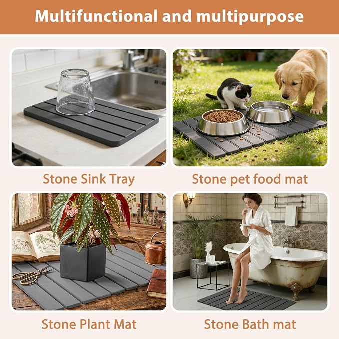 Large Stone Dish Drying Mat for Kitchen Counter, Home Essentials - Image 6