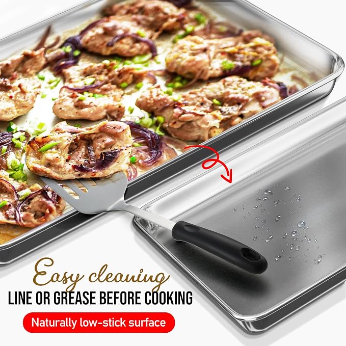 Eatex Aluminum Baking Sheet Set, 12 Pack Cookie Sheet Set, 18” x 13” Steel - Image 4