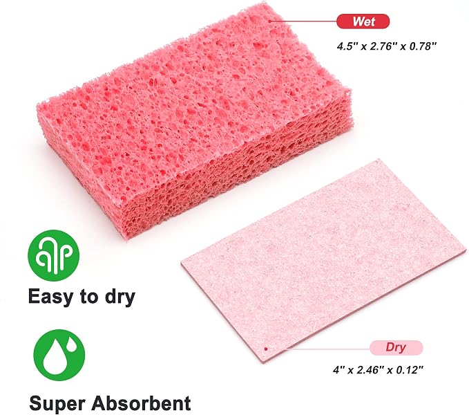 ARCLIBER Kitchen Sponge, Heavy Duty Color Cellulose Sponge, Clean Tough Messes - Image 3