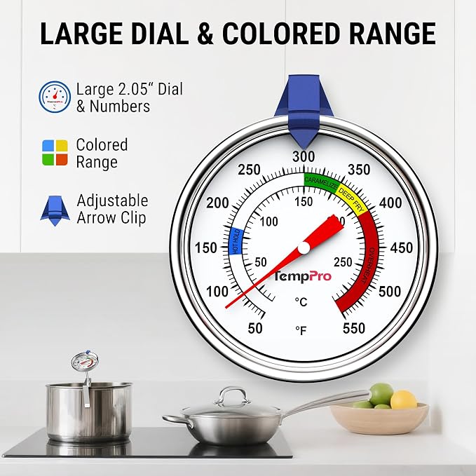 TempPro Candy Thermometer with Pot Clip, Fryer Cooking Thermometer fo Chocolate - Image 3