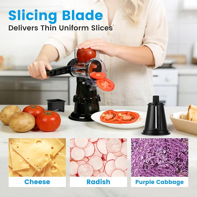 Rotary Cheese Grater Hand Crank, Vegetable Slicer - Image 5