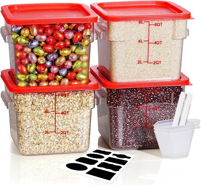 6QT Clear Food Storage Containers: 8 PCS NSF Food Storage Containers by SVKLHY
