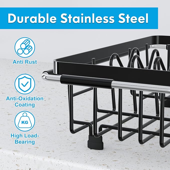 Expandable Stainless Steel Dish Drying Rack Over The Sink - Image 6