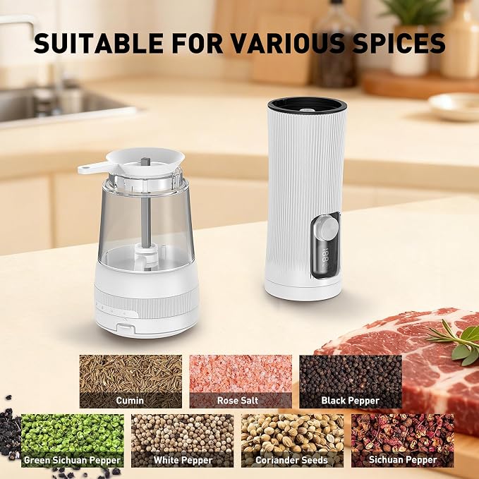Electric Salt and Pepper Grinder Set, Upgrade 2-Speed Setting, External 5 - Image 7