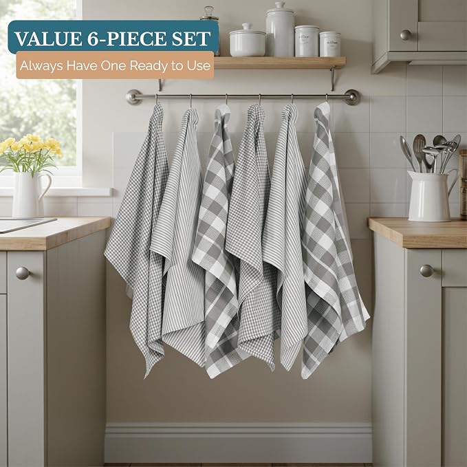 Casa Platino Hand Towels for Kitchen Set of 6 – 100% Cotton 18"x28" Kitchen - Image 4
